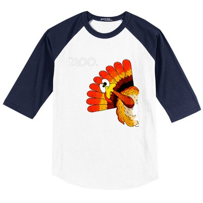 Turkey Moo Funny Thanksgiving Baseball Sleeve Shirt