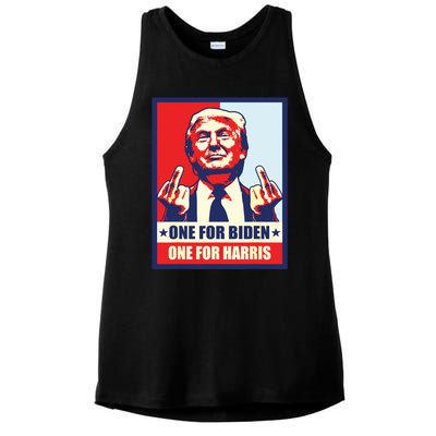 Trump Middle Finger Biden Harris Republican American Flag Ladies PosiCharge Tri-Blend Wicking Tank