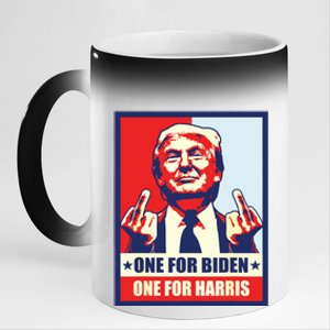 Trump Middle Finger Biden Harris Republican American Flag 11oz Black Color Changing Mug