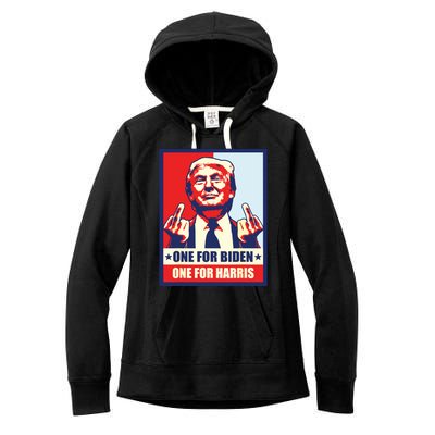 Trump Middle Finger Biden Harris Republican American Flag Women's Fleece Hoodie