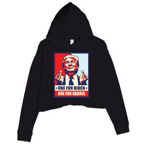 Trump Middle Finger Biden Harris Republican American Flag Crop Fleece Hoodie