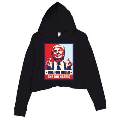 Trump Middle Finger Biden Harris Republican American Flag Crop Fleece Hoodie