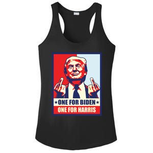 Trump Middle Finger Biden Harris Republican American Flag Ladies PosiCharge Competitor Racerback Tank