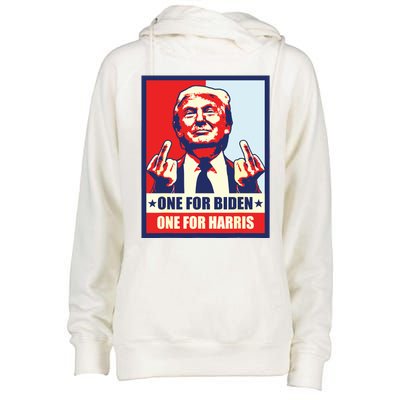 Trump Middle Finger Biden Harris Republican American Flag Womens Funnel Neck Pullover Hood