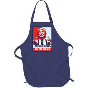 Trump Middle Finger Biden Harris Republican American Flag Full-Length Apron With Pockets