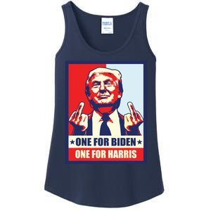 Trump Middle Finger Biden Harris Republican American Flag Ladies Essential Tank