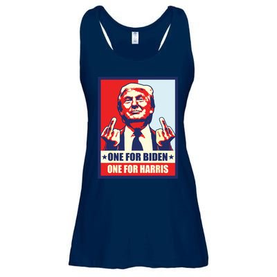 Trump Middle Finger Biden Harris Republican American Flag Ladies Essential Flowy Tank