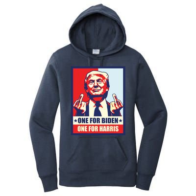 Trump Middle Finger Biden Harris Republican American Flag Women's Pullover Hoodie