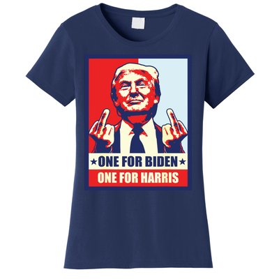 Trump Middle Finger Biden Harris Republican American Flag Women's T-Shirt