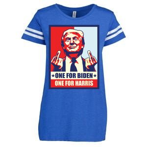 Trump Middle Finger Biden Harris Republican American Flag Enza Ladies Jersey Football T-Shirt