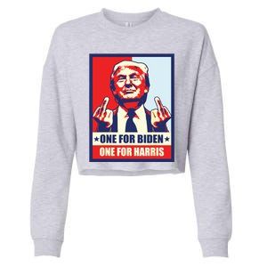 Trump Middle Finger Biden Harris Republican American Flag Cropped Pullover Crew