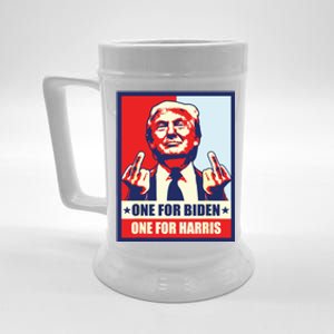 Trump Middle Finger Biden Harris Republican American Flag Beer Stein