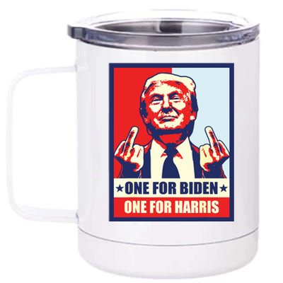 Trump Middle Finger Biden Harris Republican American Flag 12 oz Stainless Steel Tumbler Cup