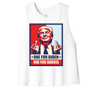 Trump Middle Finger Biden Harris Republican American Flag Women's Racerback Cropped Tank