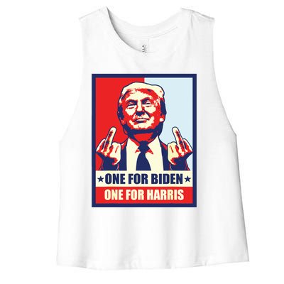 Trump Middle Finger Biden Harris Republican American Flag Women's Racerback Cropped Tank