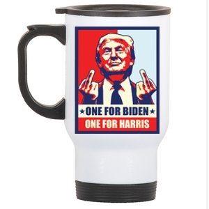 Trump Middle Finger Biden Harris Republican American Flag Stainless Steel Travel Mug