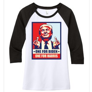 Trump Middle Finger Biden Harris Republican American Flag Women's Tri-Blend 3/4-Sleeve Raglan Shirt