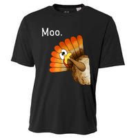 Turkey Moo Funny Thanksgiving Cooling Performance Crew T-Shirt