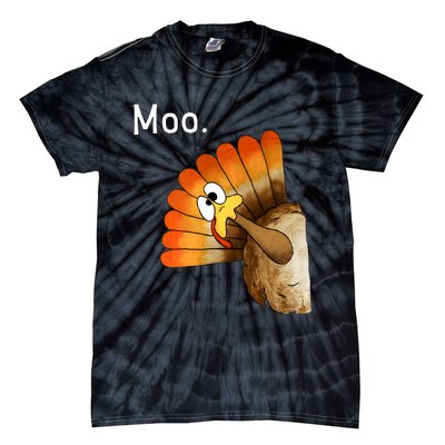 Turkey Moo Funny Thanksgiving Tie-Dye T-Shirt