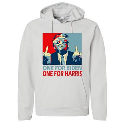 Trump Middle Finger Biden Harris Republican American Flag Performance Fleece Hoodie