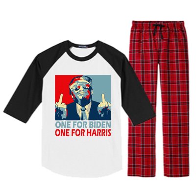 Trump Middle Finger Biden Harris Republican American Flag Raglan Sleeve Pajama Set