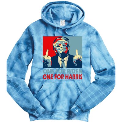 Trump Middle Finger Biden Harris Republican American Flag Tie Dye Hoodie