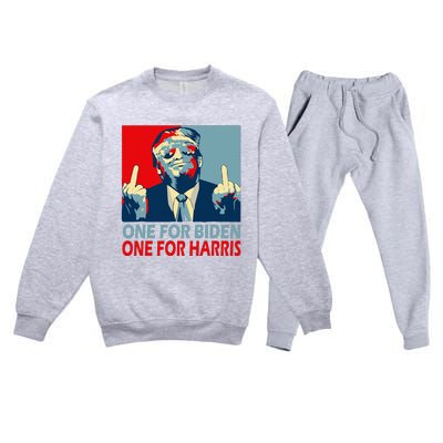 Trump Middle Finger Biden Harris Republican American Flag Premium Crewneck Sweatsuit Set