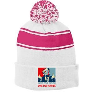 Trump Middle Finger Biden Harris Republican American Flag Stripe Pom Pom Beanie