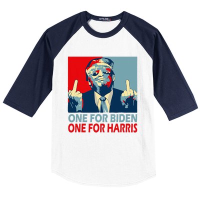 Trump Middle Finger Biden Harris Republican American Flag Baseball Sleeve Shirt