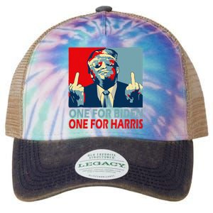 Trump Middle Finger Biden Harris Republican American Flag Legacy Tie Dye Trucker Hat