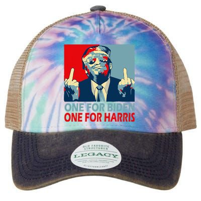 Trump Middle Finger Biden Harris Republican American Flag Legacy Tie Dye Trucker Hat