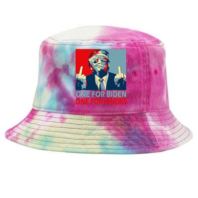 Trump Middle Finger Biden Harris Republican American Flag Tie-Dyed Bucket Hat