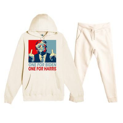 Trump Middle Finger Biden Harris Republican American Flag Premium Hooded Sweatsuit Set