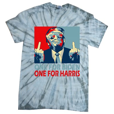 Trump Middle Finger Biden Harris Republican American Flag Tie-Dye T-Shirt