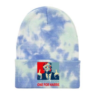 Trump Middle Finger Biden Harris Republican American Flag Tie Dye 12in Knit Beanie