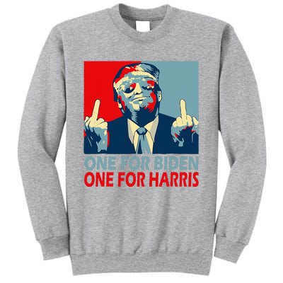 Trump Middle Finger Biden Harris Republican American Flag Tall Sweatshirt