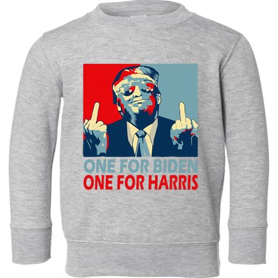 Trump Middle Finger Biden Harris Republican American Flag Toddler Sweatshirt