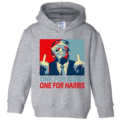 Trump Middle Finger Biden Harris Republican American Flag Toddler Hoodie