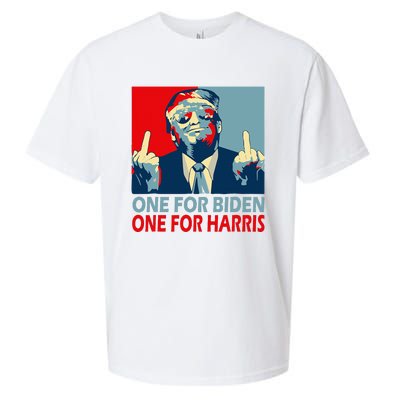 Trump Middle Finger Biden Harris Republican American Flag Sueded Cloud Jersey T-Shirt