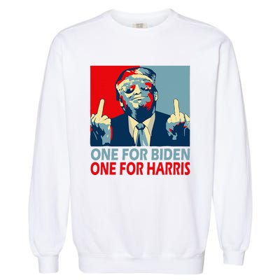 Trump Middle Finger Biden Harris Republican American Flag Garment-Dyed Sweatshirt