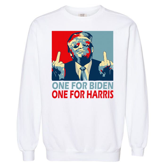 Trump Middle Finger Biden Harris Republican American Flag Garment-Dyed Sweatshirt