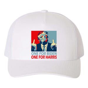 Trump Middle Finger Biden Harris Republican American Flag Yupoong Adult 5-Panel Trucker Hat