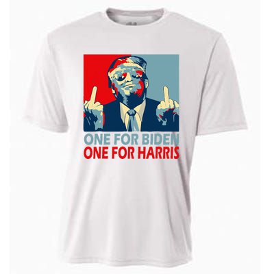 Trump Middle Finger Biden Harris Republican American Flag Cooling Performance Crew T-Shirt