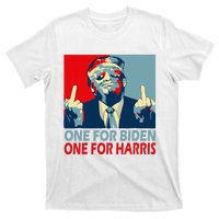 Trump Middle Finger Biden Harris Republican American Flag T-Shirt