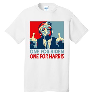 Trump Middle Finger Biden Harris Republican American Flag Tall T-Shirt