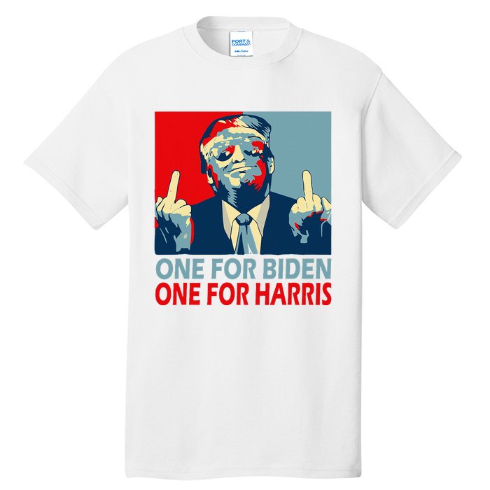 Trump Middle Finger Biden Harris Republican American Flag Tall T-Shirt