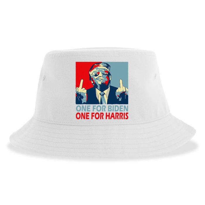 Trump Middle Finger Biden Harris Republican American Flag Sustainable Bucket Hat