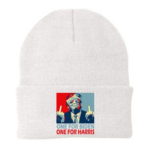 Trump Middle Finger Biden Harris Republican American Flag Knit Cap Winter Beanie