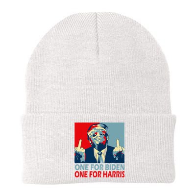 Trump Middle Finger Biden Harris Republican American Flag Knit Cap Winter Beanie