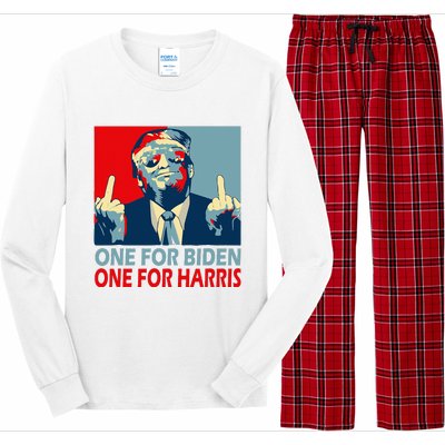 Trump Middle Finger Biden Harris Republican American Flag Long Sleeve Pajama Set